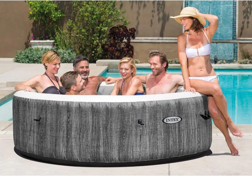 Intex PureSpa Deluxe Lemn Gri – 63″ x 21″ - imagine 3